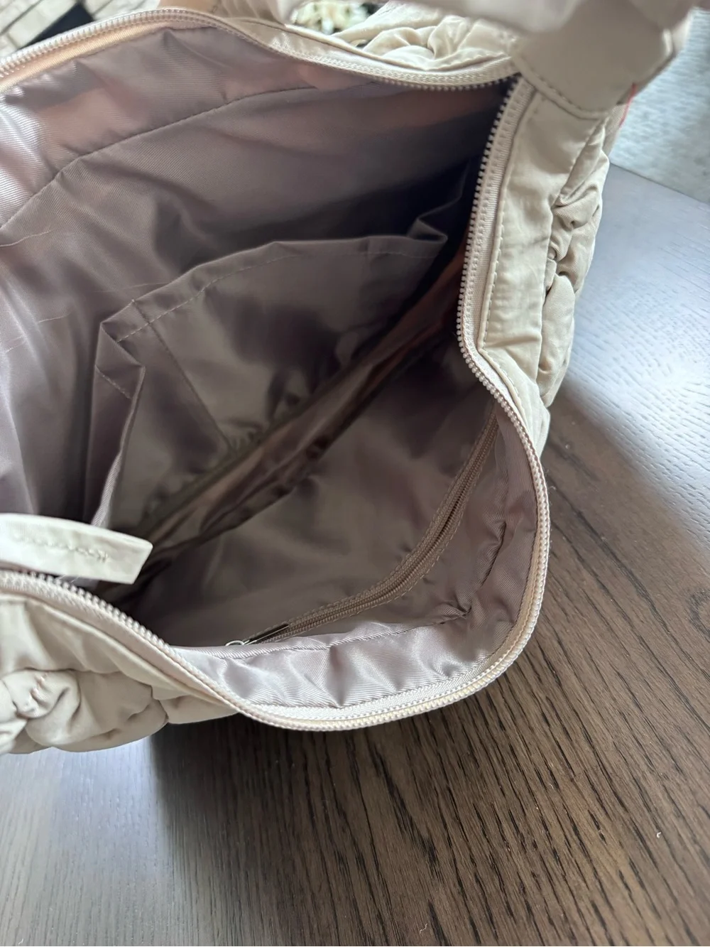 NWOT Quilted Hobo Shoulder Bag in Beige
